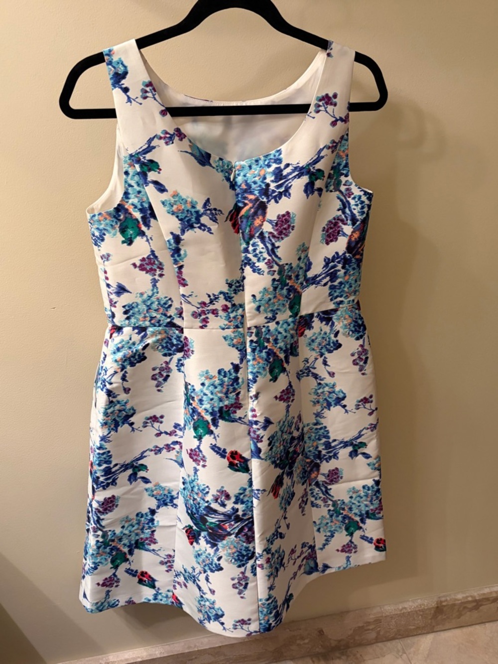 Talbots White Mini Dress with Blue and Teal Floral Print